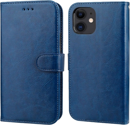 iPhone 12/Proの財布ケースと互換性 カードホルダー PU レザースタンド 衝撃防弾 手首ストラップ クランプシェル 6.1インチ