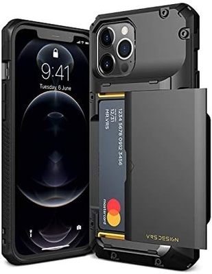 [カード]iPhone 12 Pro Max 6.7インチ用のプレミアム固形クレジットカードスロットウォレット