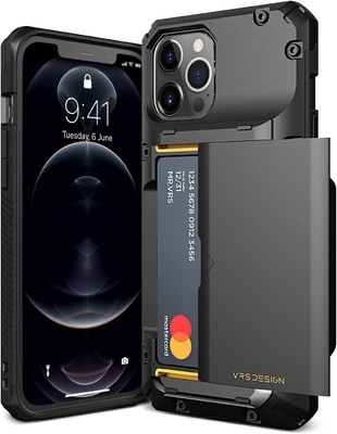 [カード]iPhone 12 Pro Max 6.7インチ用のプレミアム固形クレジットカードスロットウォレット