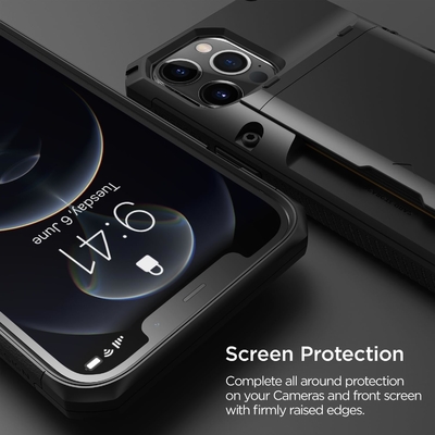 [カード]iPhone 12 Pro Max 6.7インチ用のプレミアム固形クレジットカードスロットウォレット
