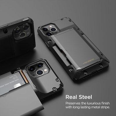 [カード]iPhone 12 Pro Max 6.7インチ用のプレミアム固形クレジットカードスロットウォレット