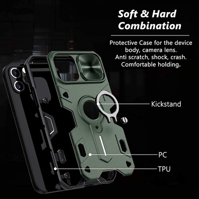 iPhone 12 Pro Maxケース カメラカバー&amp;キックスタンド デューティ 軍用装甲保護カバー