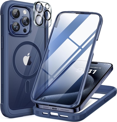 磁気型 iPhone 12 Pro Max ケース 全身内蔵 ガラススクリーン保護具&amp; カメラ保護具