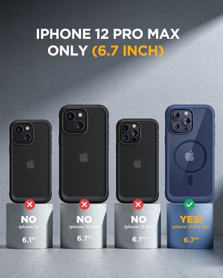 磁気型 iPhone 12 Pro Max ケース 全身内蔵 ガラススクリーン保護具&amp; カメラ保護具