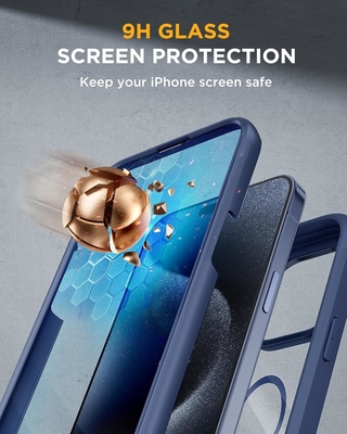 磁気型 iPhone 12 Pro Max ケース 全身内蔵 ガラススクリーン保護具&amp; カメラ保護具