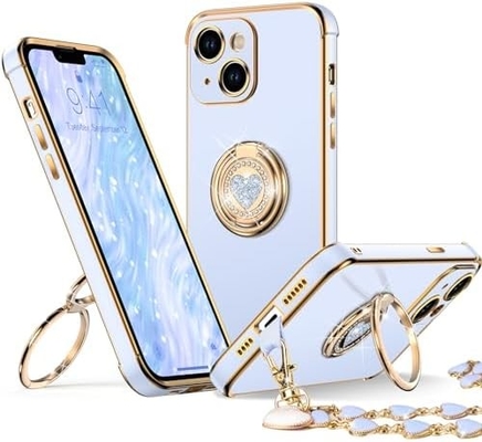 iPhone 12 Pro Maxケース スタンド付き 携帯ケース 双指輪キックスタンド付き 女性 女の子 ブリング 高級保護ケース 耳