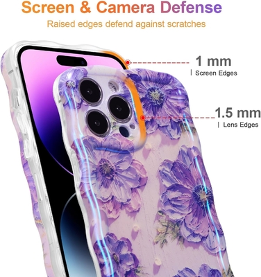 iPhone 12 Pro Max,色彩豊かなレトロオイルプリント レーザー光り模様 可愛い巻きやわらかい縁 華麗な電話ケース