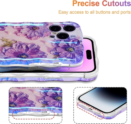 iPhone 12 Pro Max,色彩豊かなレトロオイルプリント レーザー光り模様 可愛い巻きやわらかい縁 華麗な電話ケース