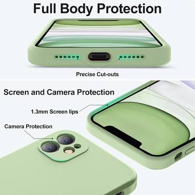 iPhone 11ケースと互換性 改良された液体シリコン [四角形の縁] [柔らかい防傷マイクロファイバー内膜]