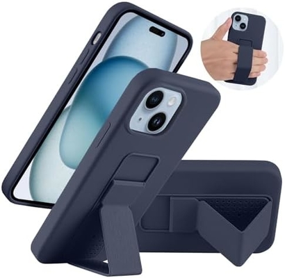 シリコンキックスタンドケース iPhone 11ケースと互換性がある (6.1インチ) 垂直および水平スタンド ハンドストラップ メタルキックスタンド