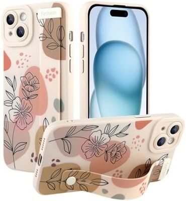 iPhone 12 Pro Max シリコンケース ストラップ付き 女性用 女の子用 可愛い花の花 パターンデザイン 調整可能な柔らかいワイヤーバンド