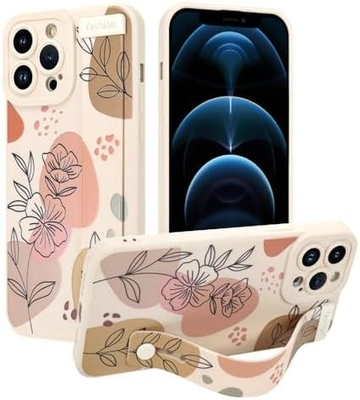 iPhone 12 Pro Max シリコンケース ストラップ付き 女性用 女の子用 可愛い花の花 パターンデザイン 調整可能な柔らかいワイヤーバンド