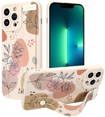 iPhone 12 Pro Max シリコンケース ストラップ付き 女性用 女の子用 可愛い花の花 パターンデザイン 調整可能な柔らかいワイヤーバンド