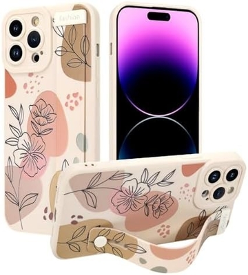 iPhone 12 Pro Max シリコンケース ストラップ付き 女性用 女の子用 可愛い花の花 パターンデザイン 調整可能な柔らかいワイヤーバンド
