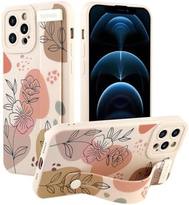 iPhone 12 Pro Max シリコンケース ストラップ付き 女性用 女の子用 可愛い花の花 パターンデザイン 調整可能な柔らかいワイヤーバンド