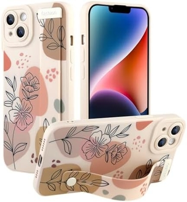 iPhone 12 Pro Max シリコンケース ストラップ付き 女性用 女の子用 可愛い花の花 パターンデザイン 調整可能な柔らかいワイヤーバンド