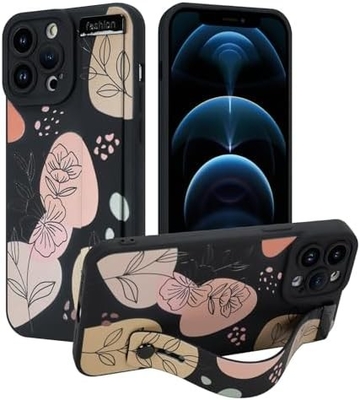 iPhone 12 Pro Max シリコンケース ストラップ付き 女性用 女の子用 可愛い花の花 パターンデザイン 調整可能な柔らかいワイヤーバンド