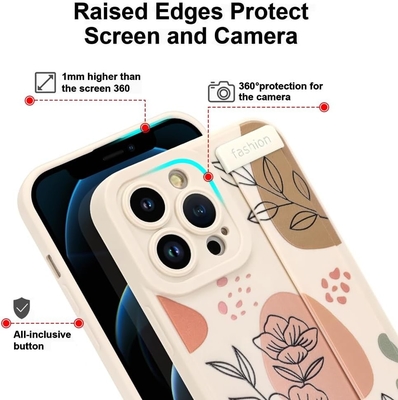 iPhone 12 Pro Max シリコンケース ストラップ付き 女性用 女の子用 可愛い花の花 パターンデザイン 調整可能な柔らかいワイヤーバンド