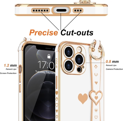 iPhone 12 Pro 可愛い 恋愛・ハート ストラップ 女性用 携帯カバー 女の子用 ブラング シリコン カメラ レンズ 保護 バンパー