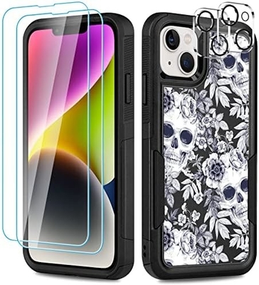 5 in 1 for iphone 15 Plusケース,2パックスクリーンプロテクター+2パックカメラレンズプロテクター