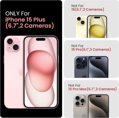5 in 1 for iphone 15 Plusケース,2パックスクリーンプロテクター+2パックカメラレンズプロテクター