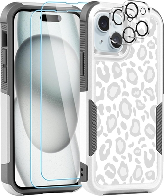 5 in 1 for iphone 15 Plusケース,2パックスクリーンプロテクター+2パックカメラレンズプロテクター