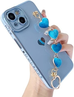 iPhone 12 Pro Max ケース,可愛いプラチング ラブ ハート 腕輪 ストラップ チェーン ブレスレット