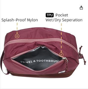 Travel Toiletry Bag 8L for Women, Large Packing Cube with Waterproof TPU Wet/Dry Compartment