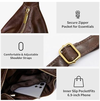 女性用ホボバッグ 超柔らかい折りたたむベーガン革の肩バッグ スタイリッシュなスローチ・トートバッグ