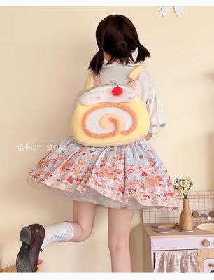 Original Swiss plush double-shoulder bag for girls - Lolita style handbag, cute and large capacity crossbody bag
