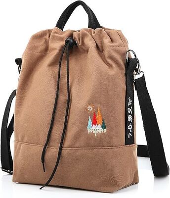 Women Canvas Tote Handbags Casual Shoulder Work Bag Crossbody Bag with Sunshine Embroidery