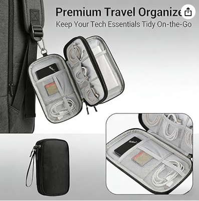 旅行用収納箱 - 携帯用電源バンク,充電器,ケーブル,電話,アクセサリー用のハードEVA保護カバー - 飛行機,ビジネス旅行,家具用のポータブル収納袋