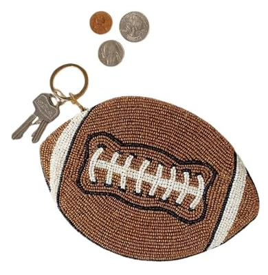 ビーズコインパース 小銭入れ ジッパーポーチ 財布 ソフトボール | 手作りビーズ細工、コンパクトオーガナイザー、現金入れ、カード収納、メイクポーチ、ギフトに最適、普段使いのアクセサリー