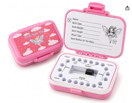 子供用 歯の妖精ボックス＆乳歯ケース - 天然麦わら＆PP素材、書き込みやすいEVAライナー