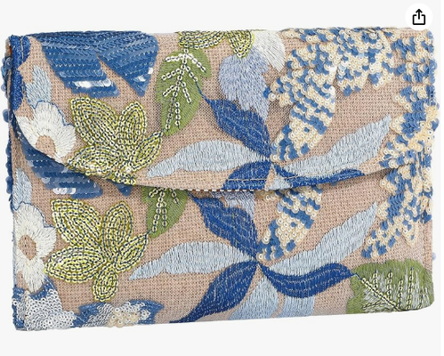 刺繍スパンコールビーズ財布 フローラルビーズクラッチ フラワーイブニングバッグ クラッチバッグ レディース