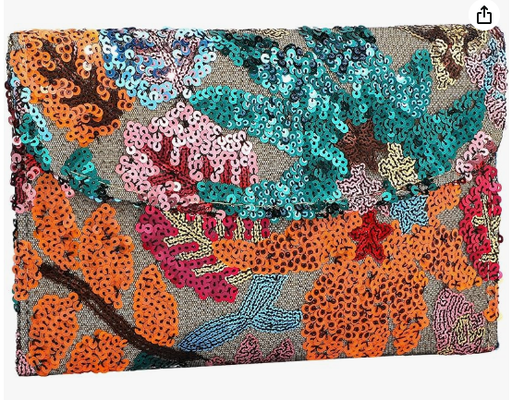 刺繍スパンコールビーズ財布 フローラルビーズクラッチ フラワーイブニングバッグ クラッチバッグ レディース