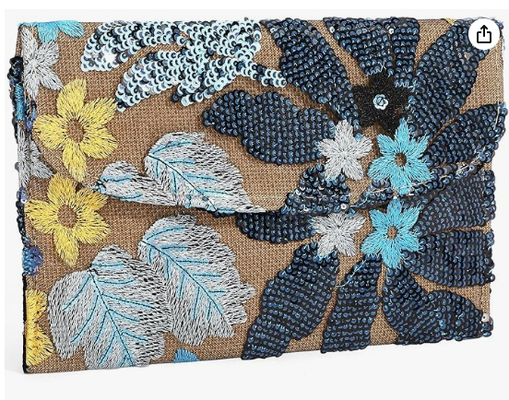 刺繍スパンコールビーズ財布 フローラルビーズクラッチ フラワーイブニングバッグ クラッチバッグ レディース